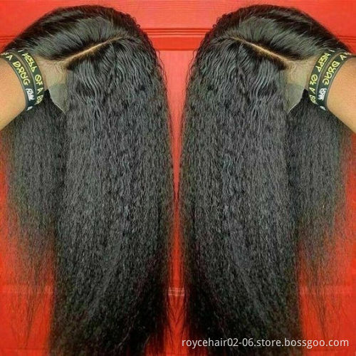 Wholesale 100% Brazilian Mink Human Hair Swiss Lace Frontal Kinky Straight  HD Full Lace Closure Wig With Baby Hair